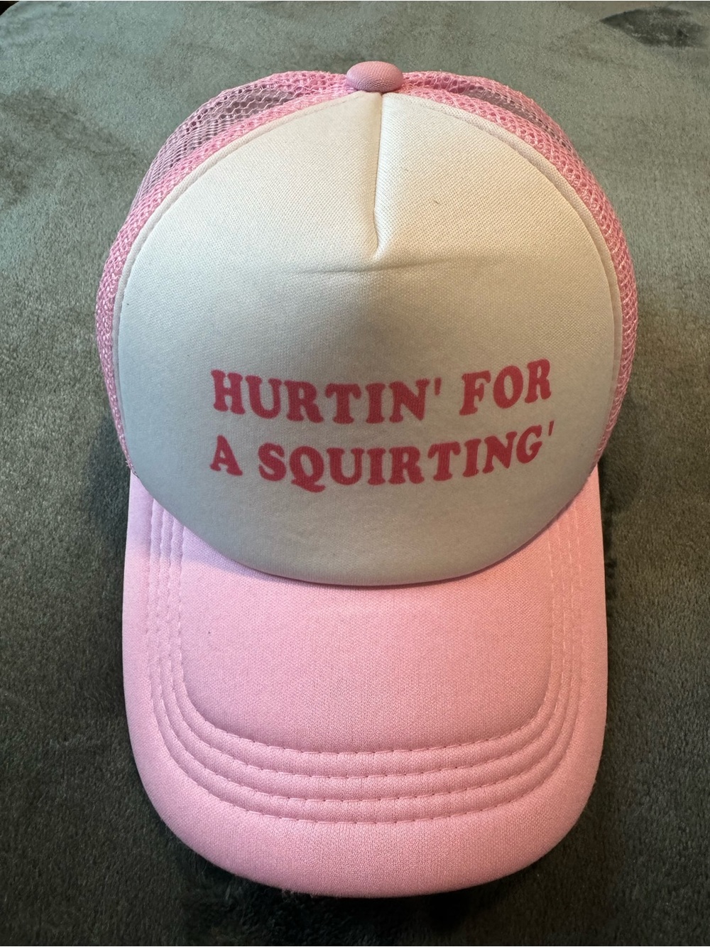 Pink Mesh Trucker Hat with Slogan